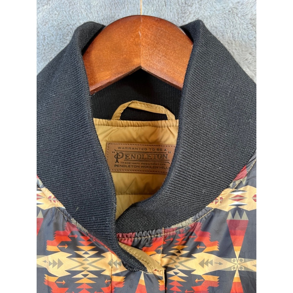 Pendleton Puffer Vest Womens XL Aztec Black Tan Duck Down Reversible NWOT* - Picture 8 of 13